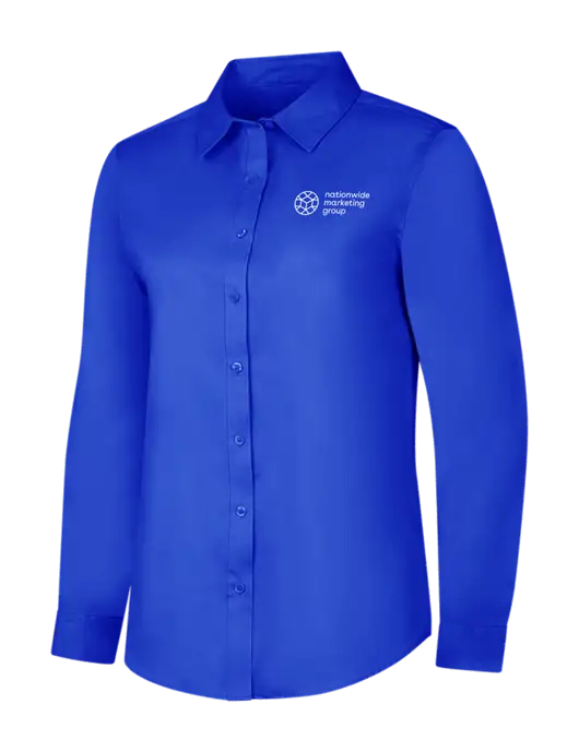 Womens Long Sleeve Dark Royal Superpro React Twill Shirt w/Nationwide Logo