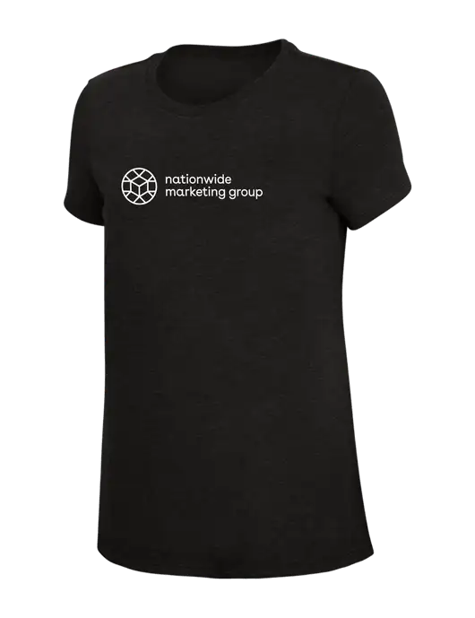 Womens Simply Soft Black 4.5oz Poly/Combed Ring Spun Cotton T-Shirt w/Nationwide Logo