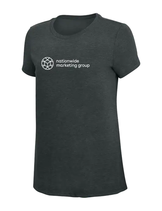 Womens Simply Soft Black Frost 4.5oz Poly/Combed Ring Spun Cotton T-Shirt w/Nationwide Logo
