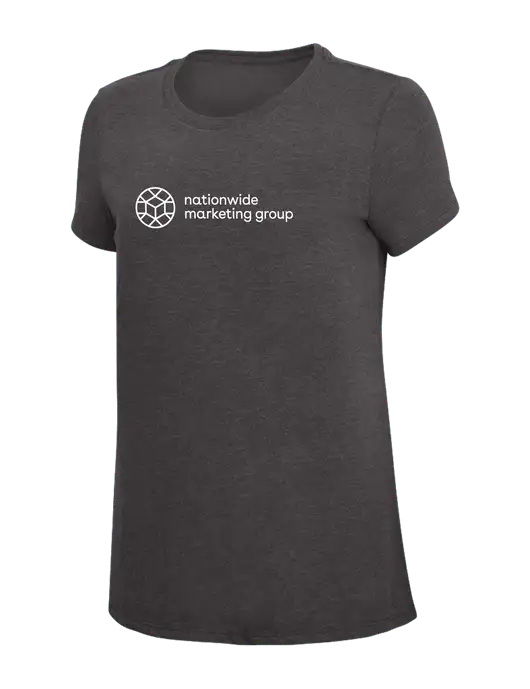 Womens Simply Soft Heather Charcoal 4.5oz  Poly/Combed Ring Spun Cotton T-Shirt w/Nationwide Logo