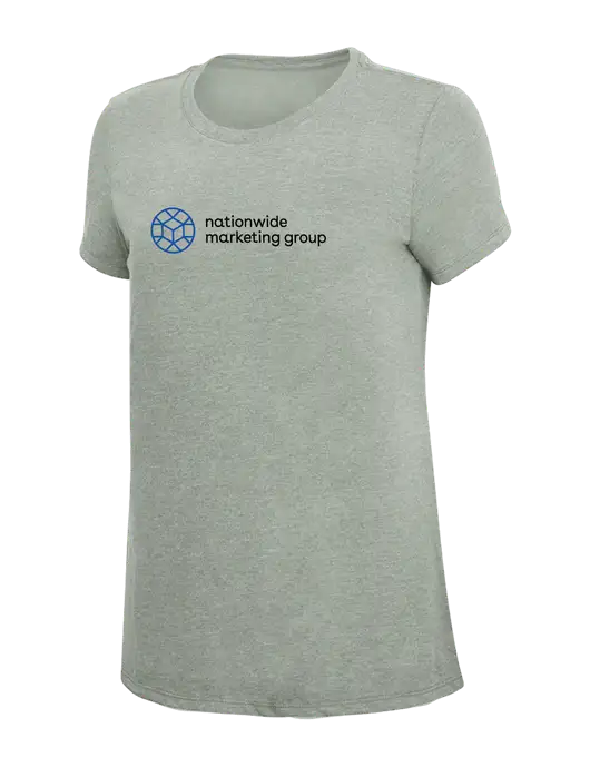 Womens Simply Soft Heathered Light Grey 4.5oz Poly/Combed Ring Spun Cotton T-Shirt w/Nationwide Logo