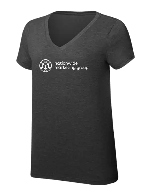 Womens Simply Soft V-Neck Black Frost 4.5oz  Poly/Combed Ring Spun Cotton T-Shirt w/Nationwide Logo