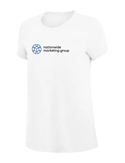 Womens Simply Soft White 4.5oz Poly/Combed Ring Spun Cotton T-Shirt
 w/Nationwide Logo