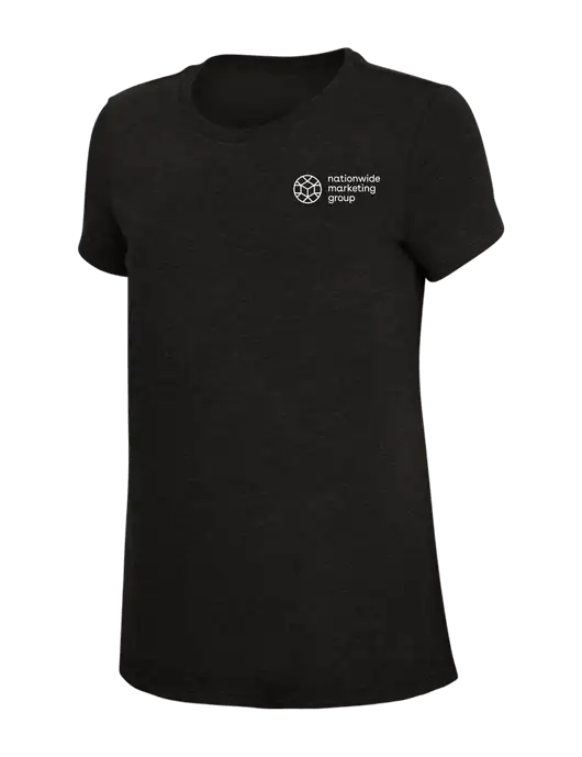 Womens Simply Soft Black 4.5oz Poly/Combed Ring Spun Cotton T-Shirt w/Nationwide Logo