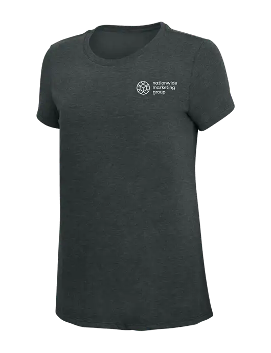 Womens Simply Soft Black Frost 4.5oz Poly/Combed Ring Spun Cotton T-Shirt w/Nationwide Logo