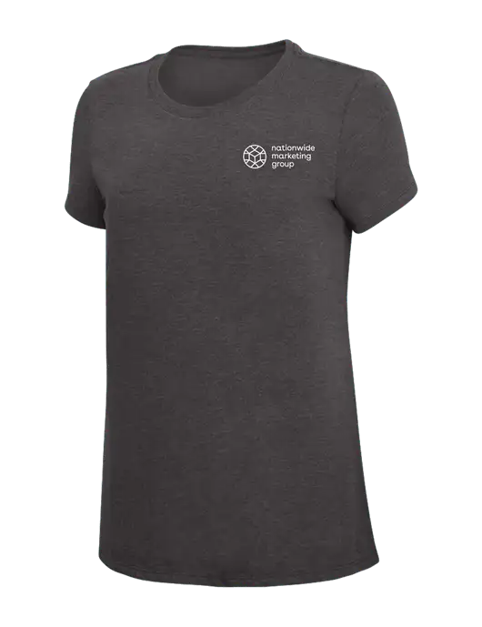 Womens Simply Soft Heather Charcoal 4.5oz  Poly/Combed Ring Spun Cotton T-Shirt w/Nationwide Logo