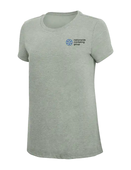 Womens Simply Soft Heathered Light Grey 4.5oz Poly/Combed Ring Spun Cotton T-Shirt w/Nationwide Logo