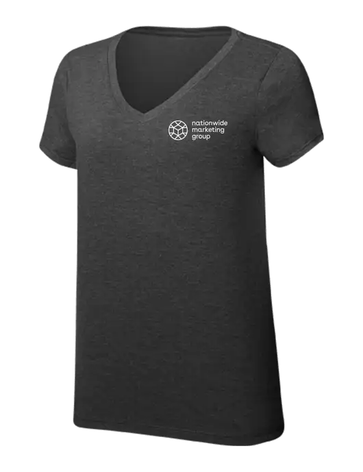 Womens Simply Soft V-Neck Black Frost 4.5oz  Poly/Combed Ring Spun Cotton T-Shirt w/Nationwide Logo
