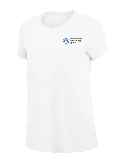 Womens Simply Soft White 4.5oz Poly/Combed Ring Spun Cotton T-Shirt
 w/Nationwide Logo