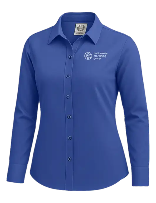Brooks Brothers Womens Royal Blue Wrinkle-Free Stretch Nailhead Shirt w/Nationwide Logo