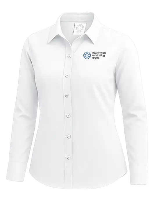 Brooks Brothers Womens White Wrinkle-Free Stretch Nailhead Shirt w/Nationwide Logo